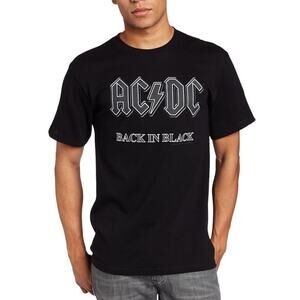 AC/DC Back In Black Cotton Short Sleeve‎ T-Shirt Mens Medium Black Indie Grunge